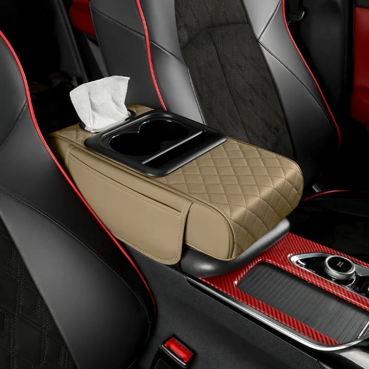 Cup Holder and Tissue Dispenser Close-up